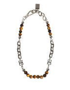 Dolce & Gabbana Silver Tone Brass Chain Beaded Gem DG Logo Bracelet - Zeiniez