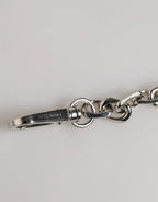 Dolce & Gabbana Silver Tone Chain Lobster Clasp Logo Gray Pearls Bracelet - Zeiniez