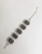 Dolce & Gabbana Silver Tone Brass Chain Crystal Embellished Bracelet - Zeiniez