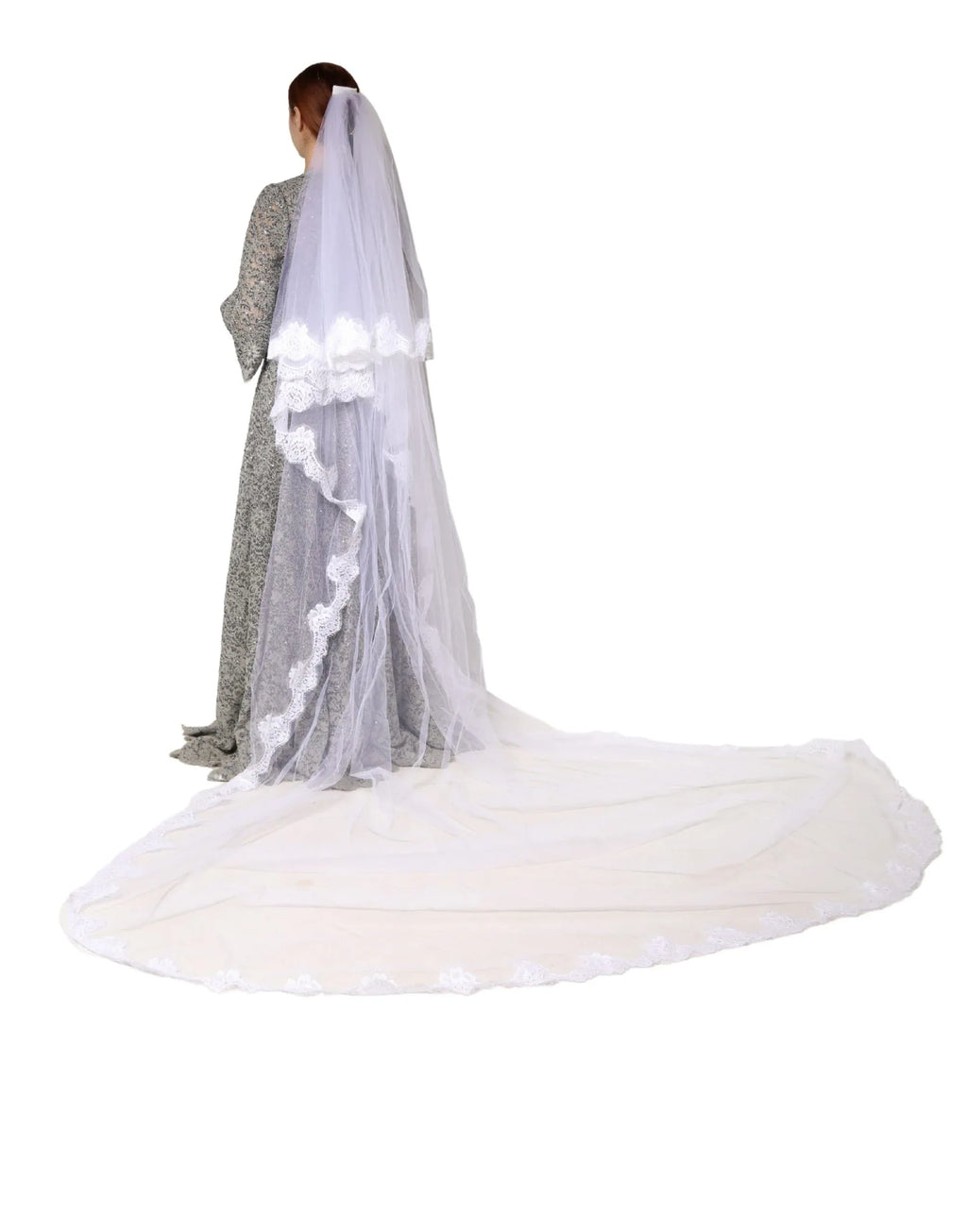 Dolce & Gabbana White Floral LaceNylon Floor Length 3M Long Veil - Zeiniez