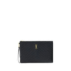Saint Laurent Black Calf Leather Bos Taurus Clutch Bag - Zeiniez