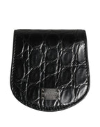 Dolce & Gabbana Black Exotic Skin Condom Case Holder Pocket Wallet