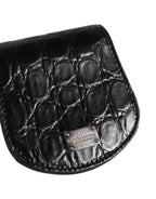 Dolce & Gabbana Black Exotic Skin Condom Case Holder Pocket Wallet