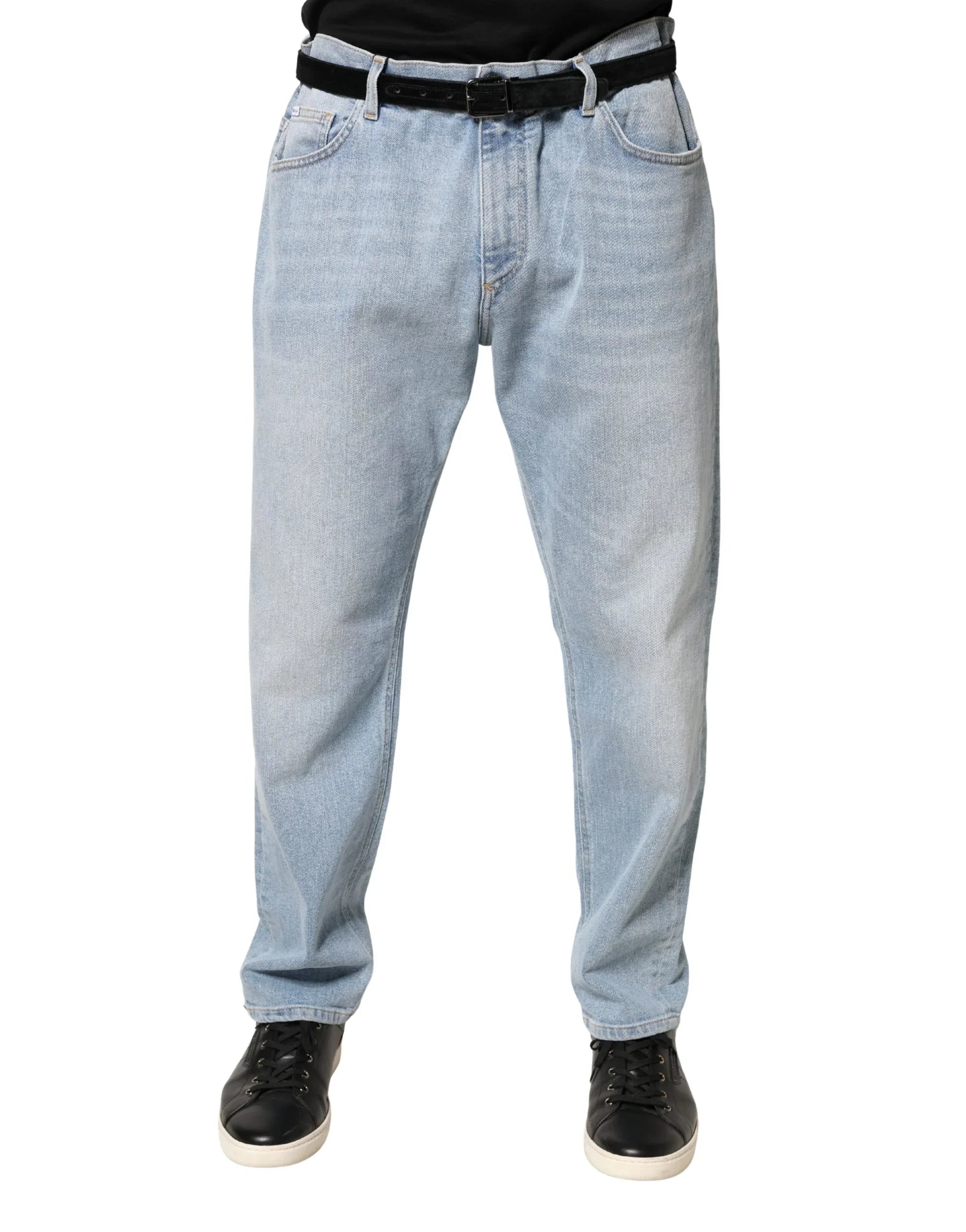 Dolce & Gabbana Light Blue Washed Loose Cotton Denim Jeans - Zeiniez