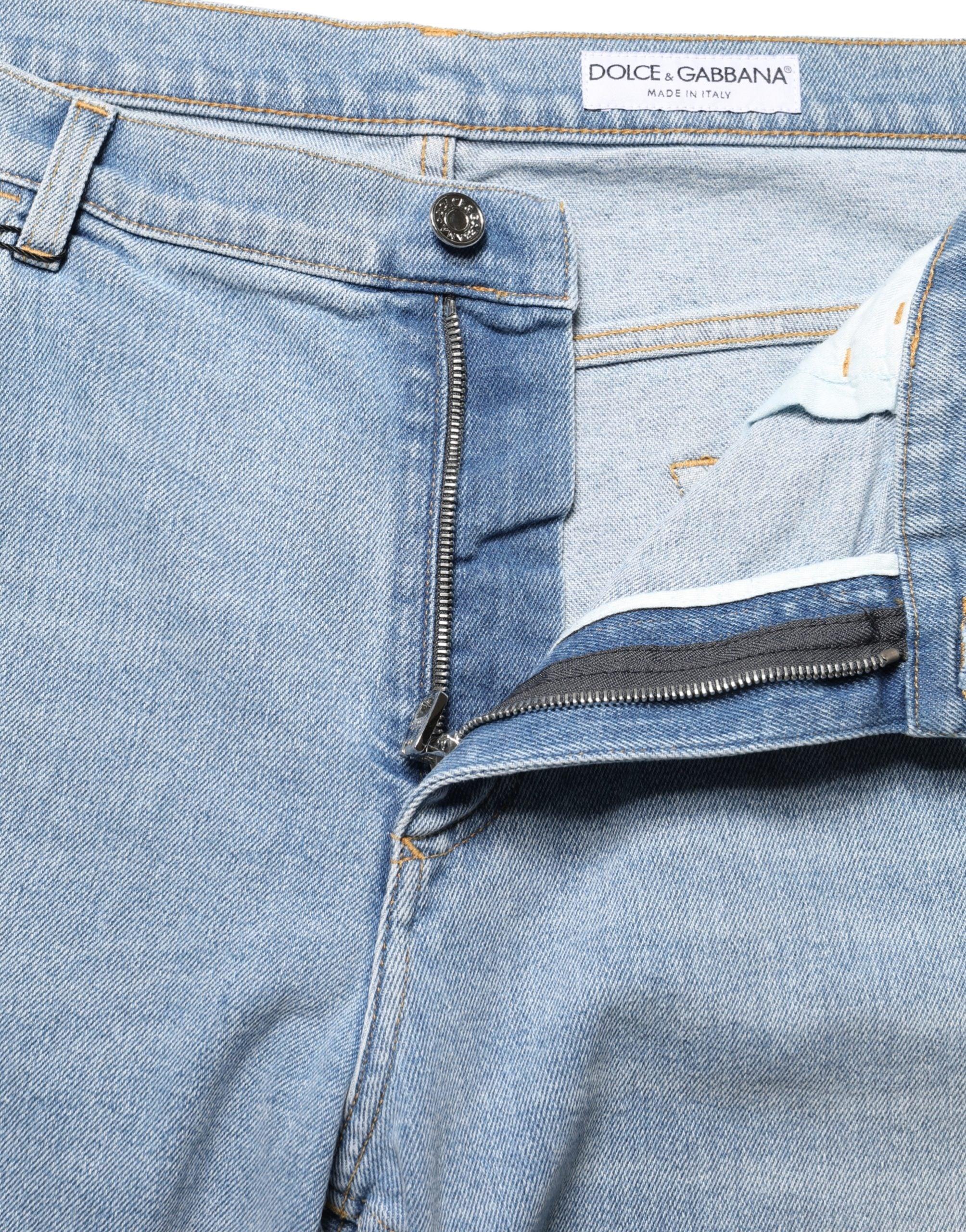Dolce & Gabbana Light Blue Washed Loose Cotton Denim Jeans - Zeiniez
