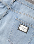 Dolce & Gabbana Light Blue Washed Loose Cotton Denim Jeans - Zeiniez