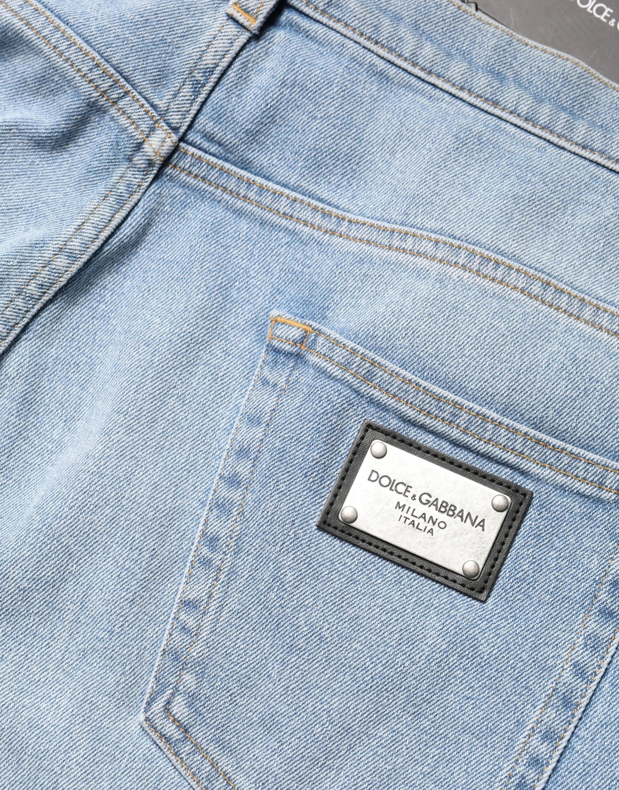 Dolce & Gabbana Light Blue Washed Loose Cotton Denim Jeans - Zeiniez
