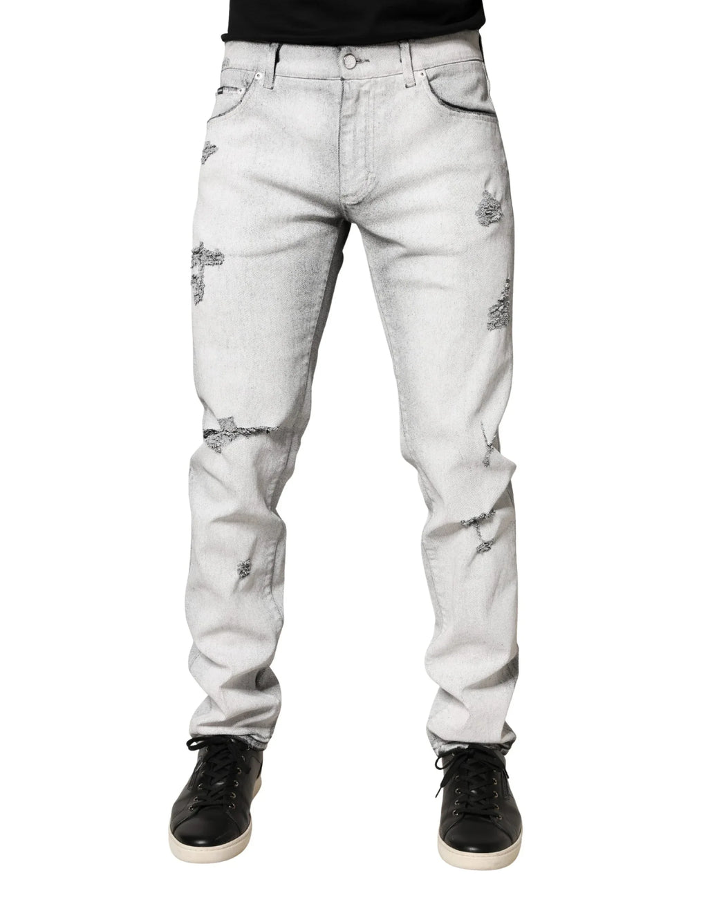 Dolce & Gabbana Light Gray Distressed Skinny Men Denim Jeans - Zeiniez