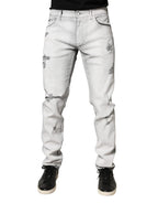 Dolce & Gabbana Light Gray Distressed Skinny Men Denim Jeans - Zeiniez
