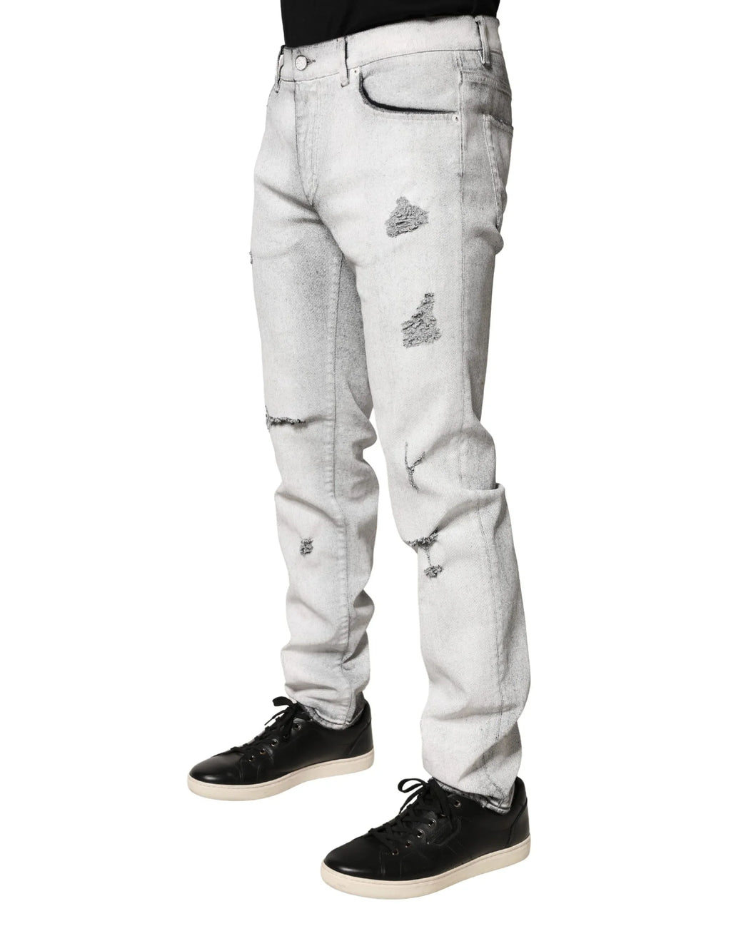 Dolce & Gabbana Light Gray Distressed Skinny Men Denim Jeans - Zeiniez