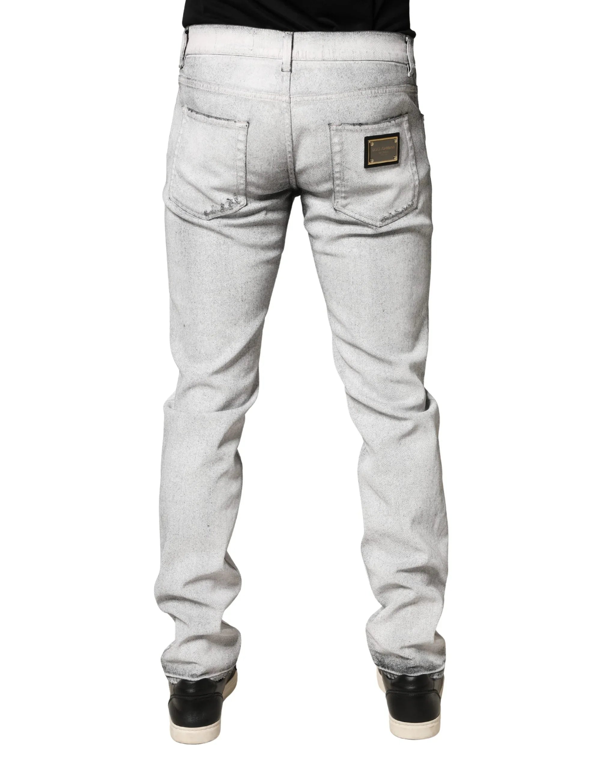 Dolce & Gabbana Light Gray Distressed Skinny Men Denim Jeans - Zeiniez