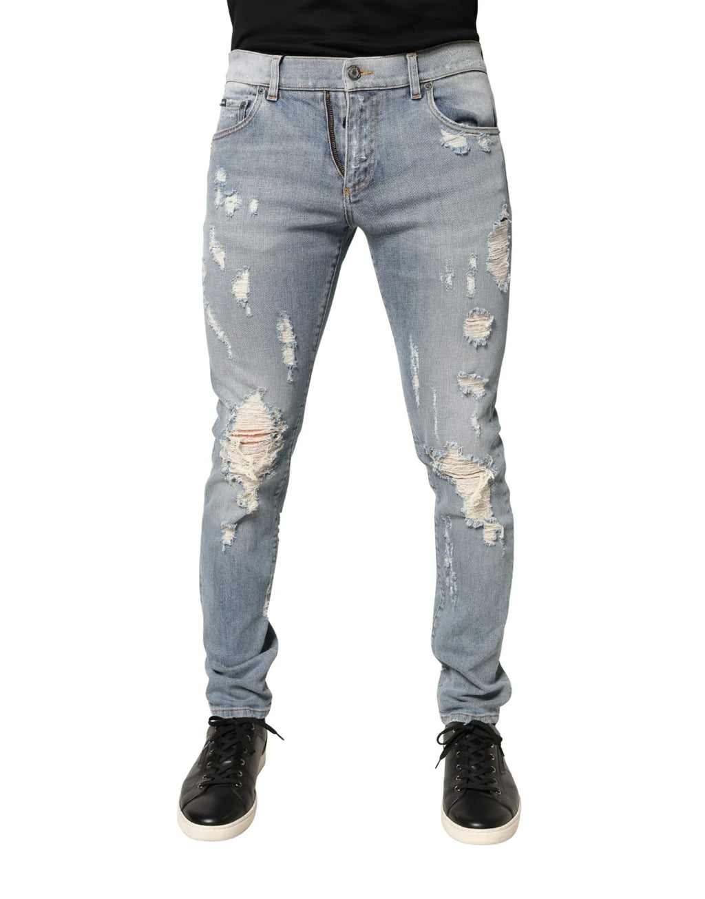 Dolce & Gabbana Light Blue Distressed Skinny Men Denim Jeans - Zeiniez
