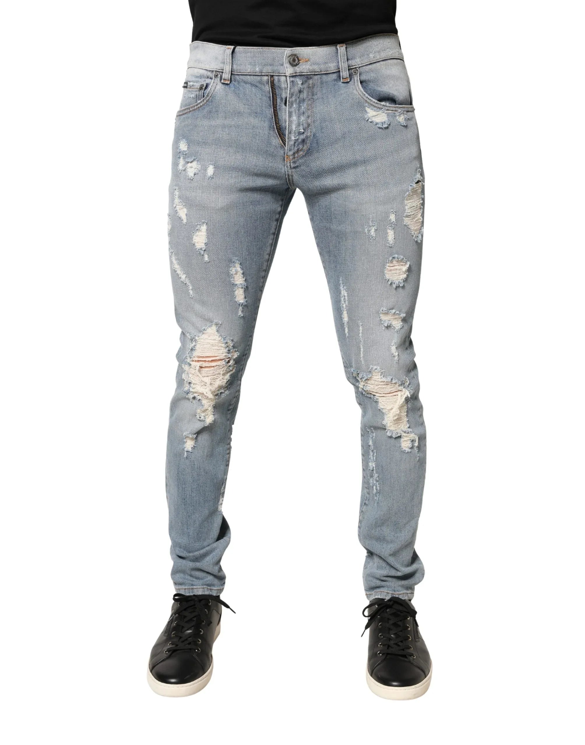 Dolce & Gabbana Light Blue Distressed Skinny Men Denim Jeans - Zeiniez