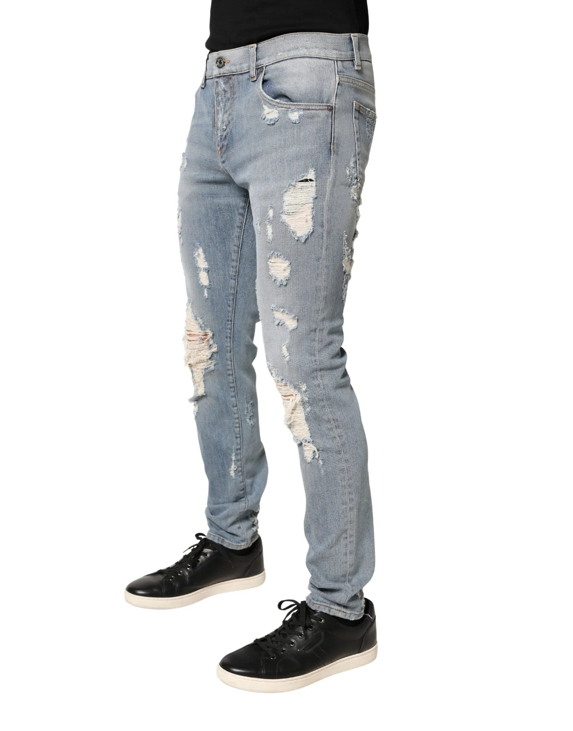 Dolce & Gabbana Light Blue Distressed Skinny Men Denim Jeans - Zeiniez