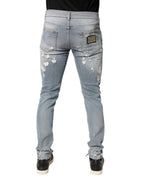Dolce & Gabbana Light Blue Distressed Skinny Men Denim Jeans - Zeiniez