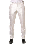Dolce & Gabbana White Silk Satin Dress Formal Trouser Pants - Zeiniez