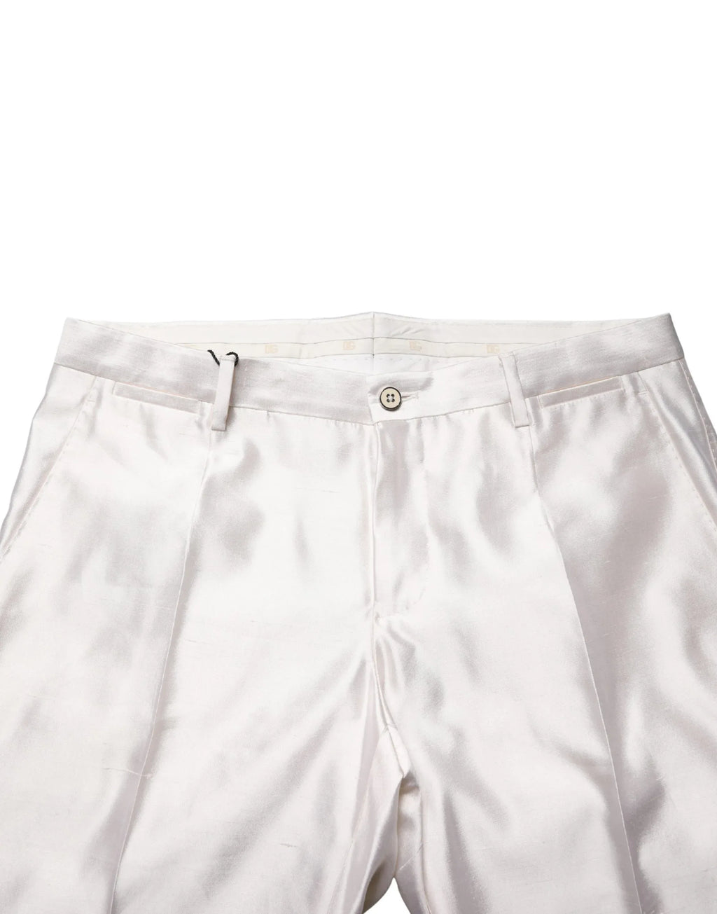 Dolce & Gabbana White Silk Satin Dress Formal Trouser Pants - Zeiniez