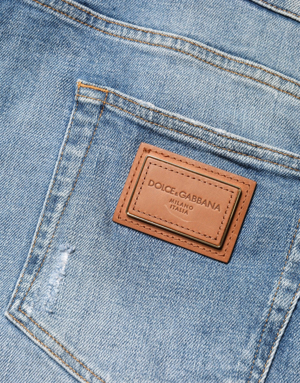 Dolce & Gabbana Blue Tattered Slim Fit Men Cotton Denim Jeans - Zeiniez