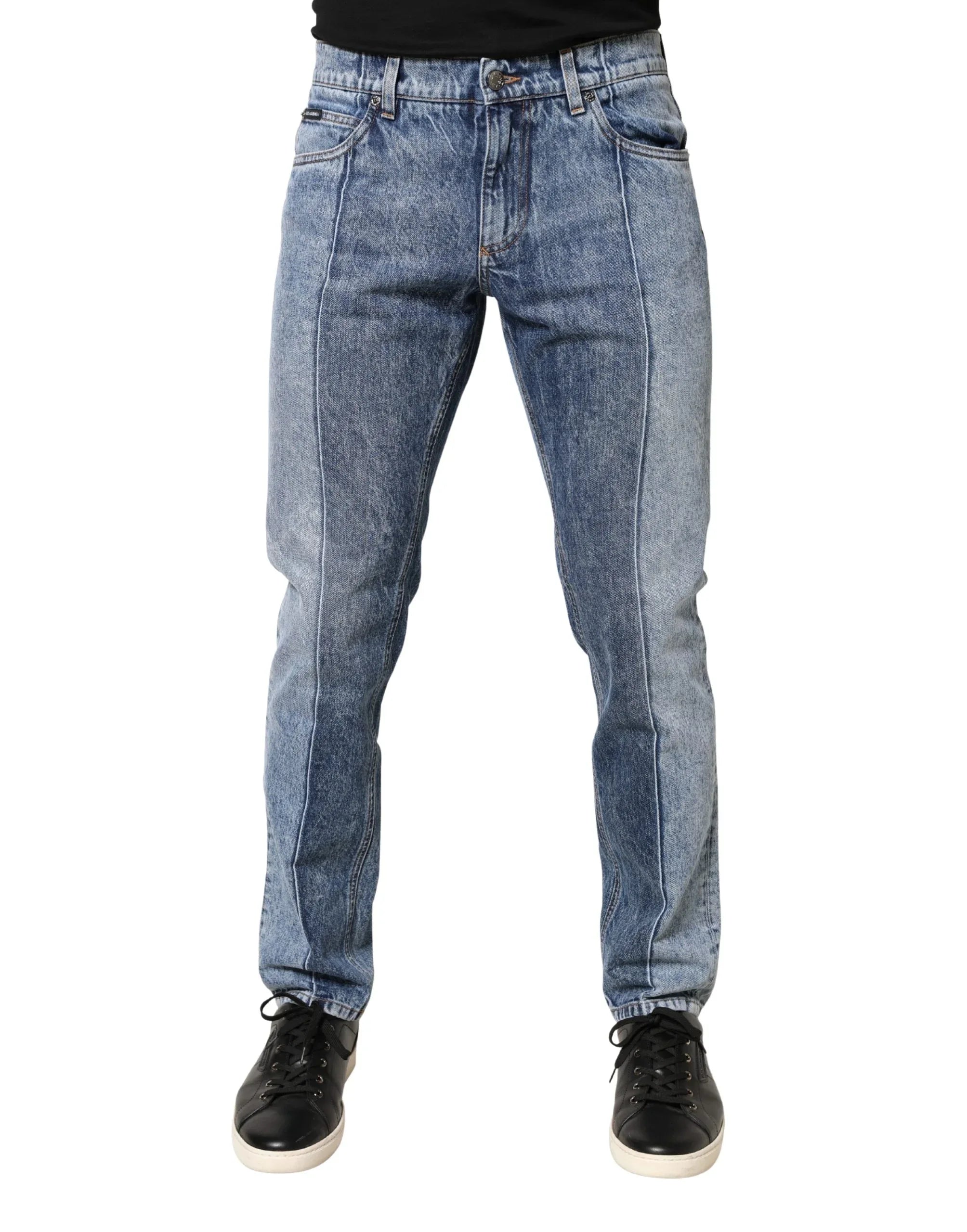 Dolce & Gabbana Two Tone Blue Cotton Regular Men Denim Jeans - Zeiniez
