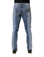Dolce & Gabbana Two Tone Blue Cotton Regular Men Denim Jeans - Zeiniez