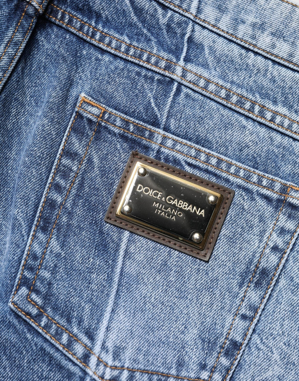 Dolce & Gabbana Two Tone Blue Cotton Regular Men Denim Jeans - Zeiniez