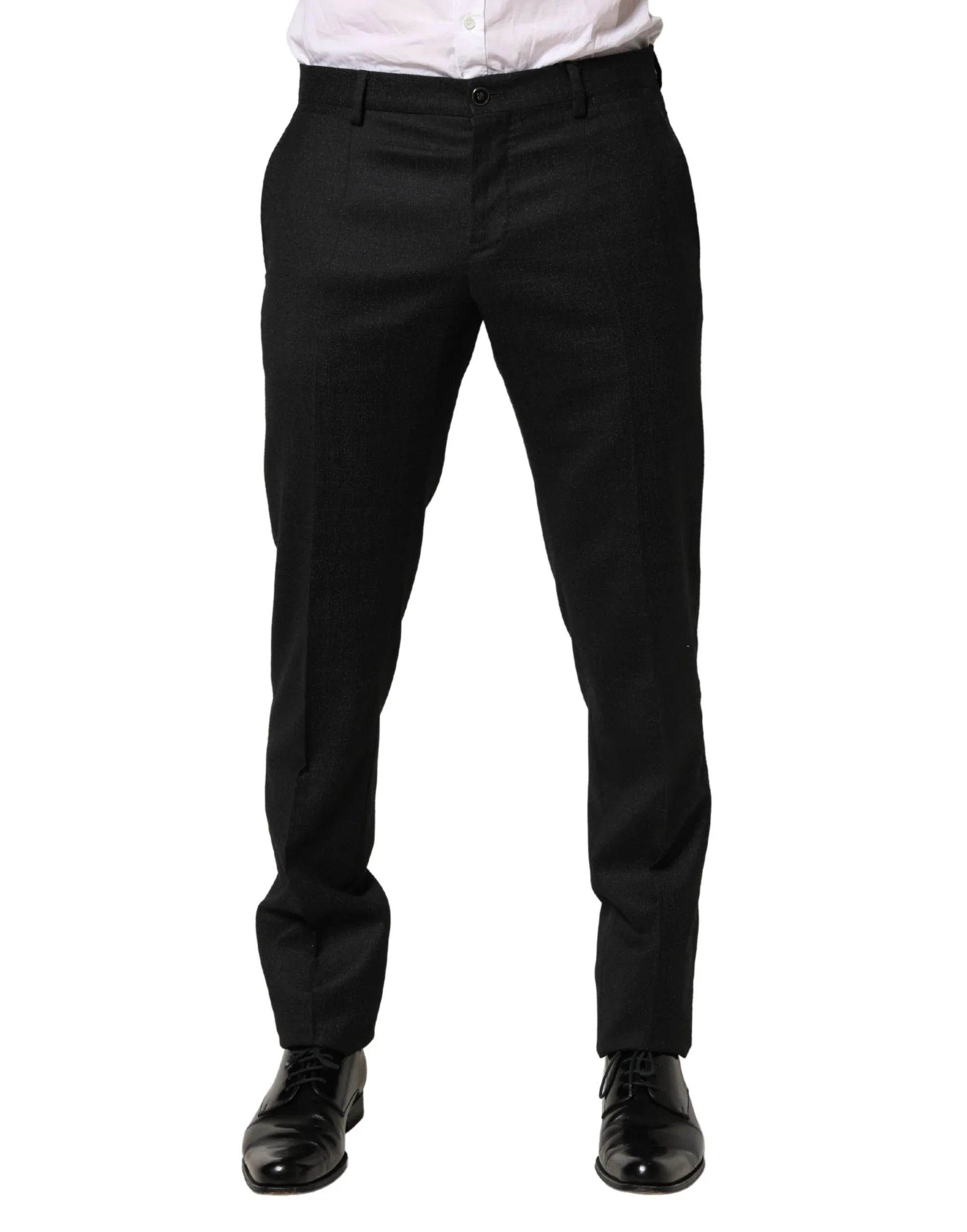 Dolce & Gabbana Black Wool Skinny Men Dress Trouser Pants - Zeiniez