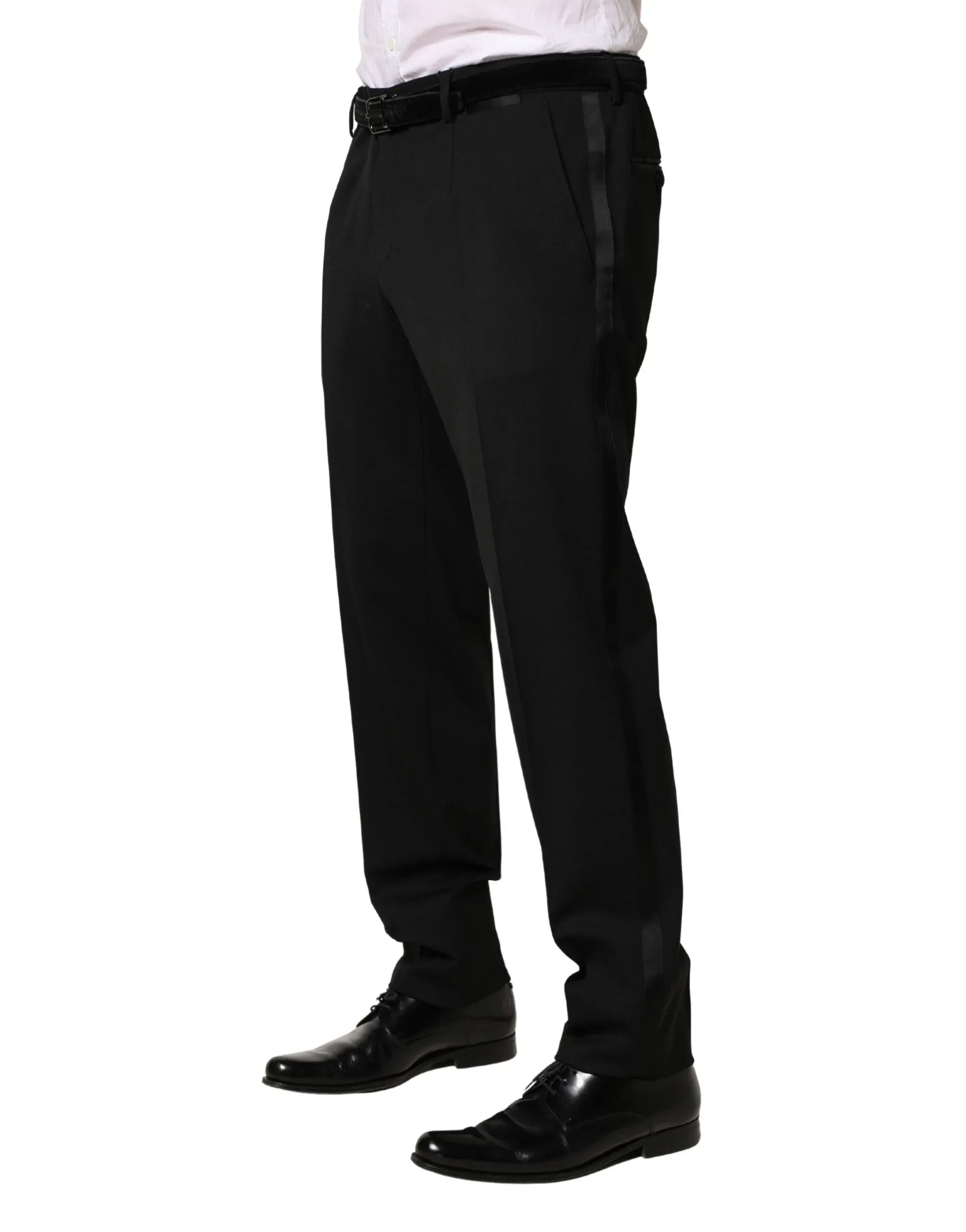 Dolce & Gabbana Black Wool Skinny Men Dress Trouser Pants - Zeiniez