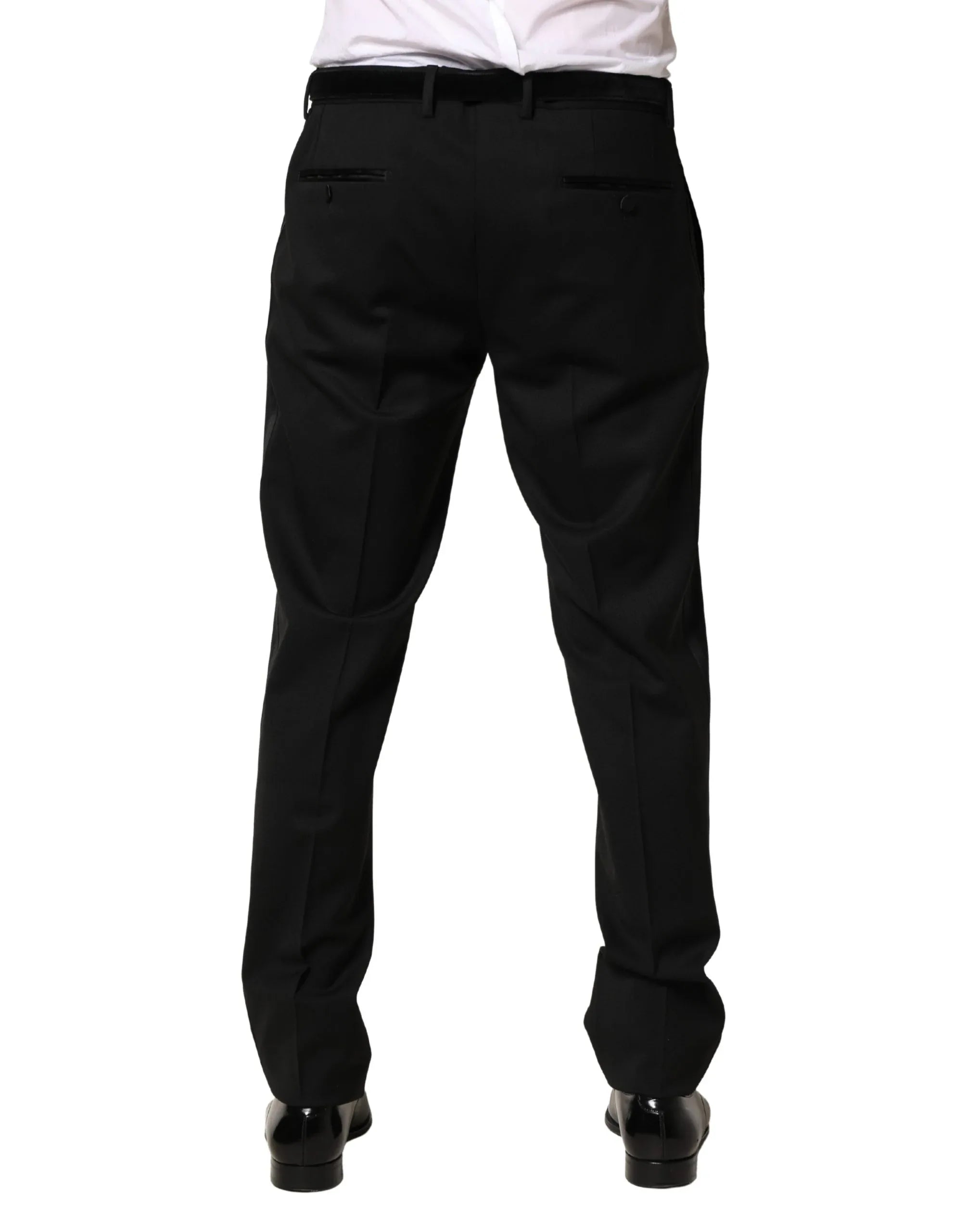 Dolce & Gabbana Black Wool Skinny Men Dress Trouser Pants - Zeiniez