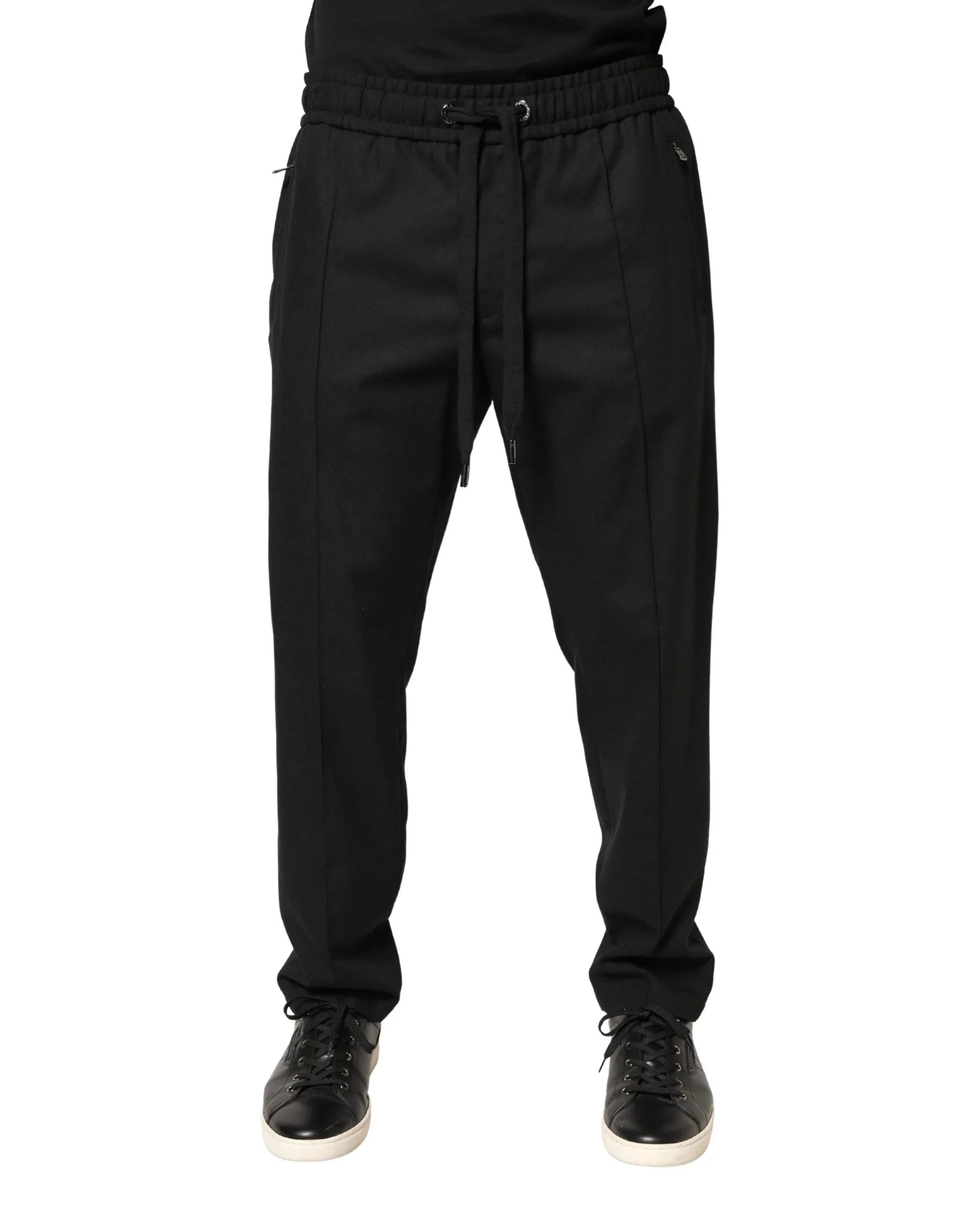 Dolce & Gabbana Black Wool Skinny Jogger Trouser Pants - Zeiniez
