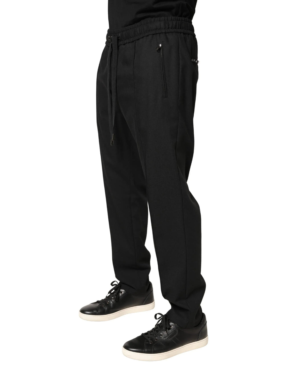Dolce & Gabbana Black Wool Skinny Jogger Trouser Pants - Zeiniez