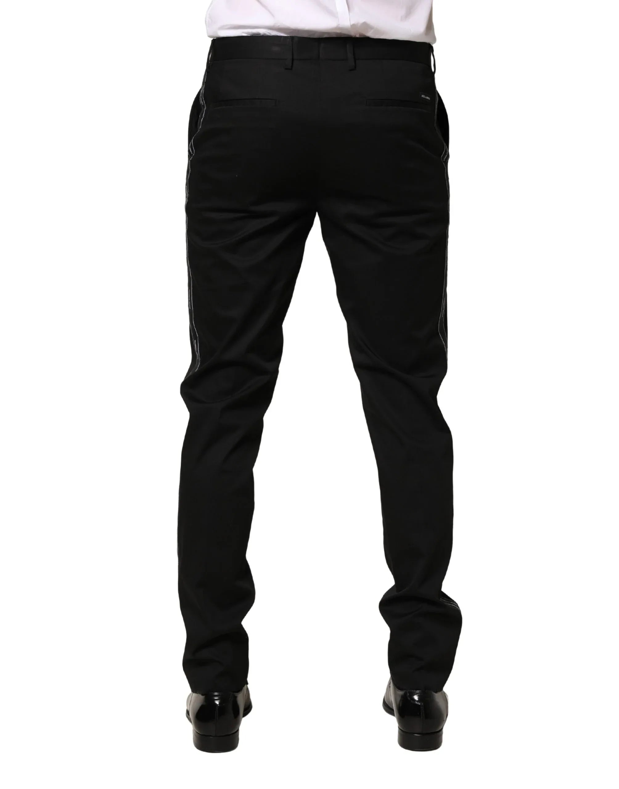 Dolce & Gabbana Black Cotton Skinny Men Dress Trouser Pants - Zeiniez