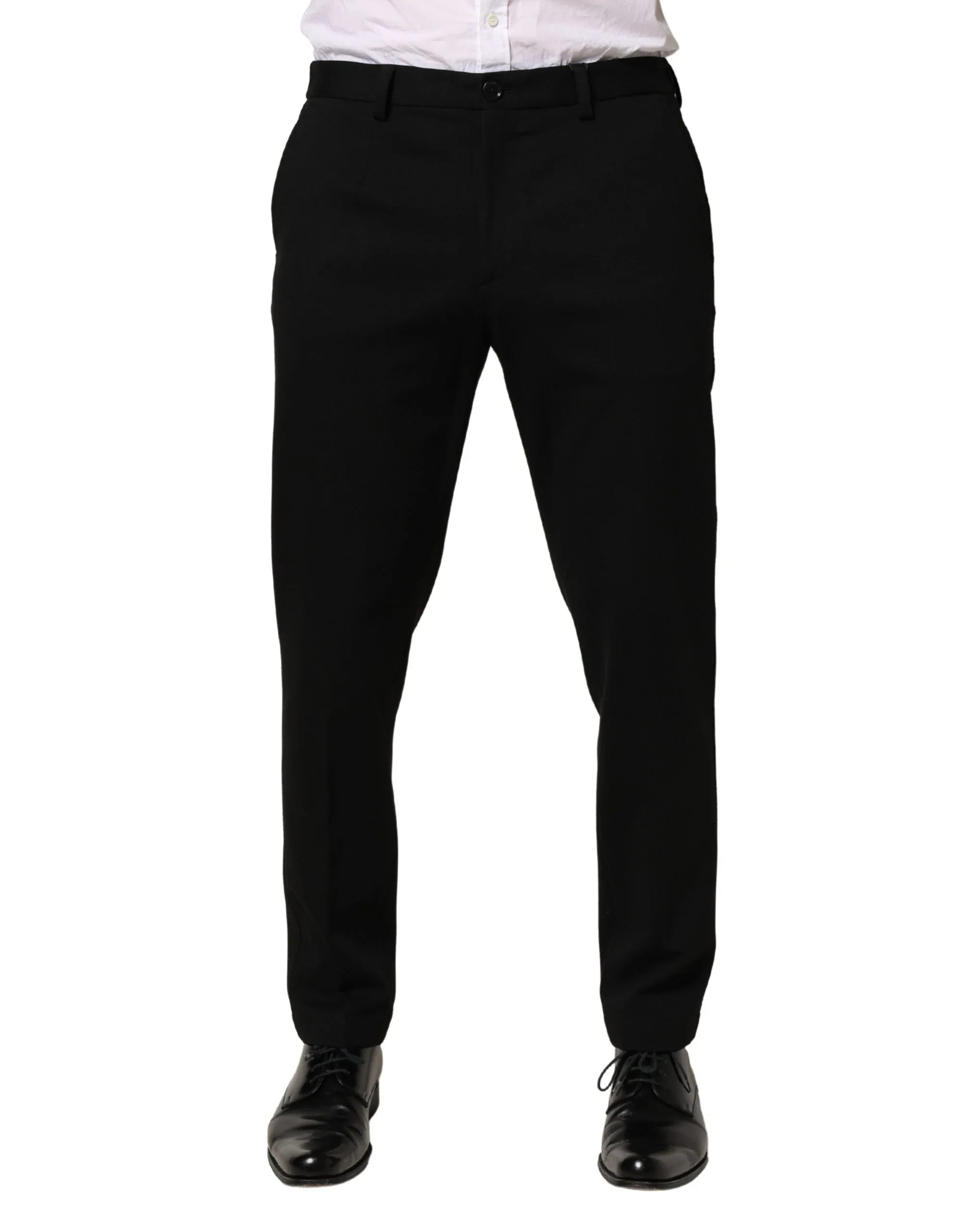 Dolce & Gabbana Black Wool Skinny Men Dress Trouser Pants - Zeiniez