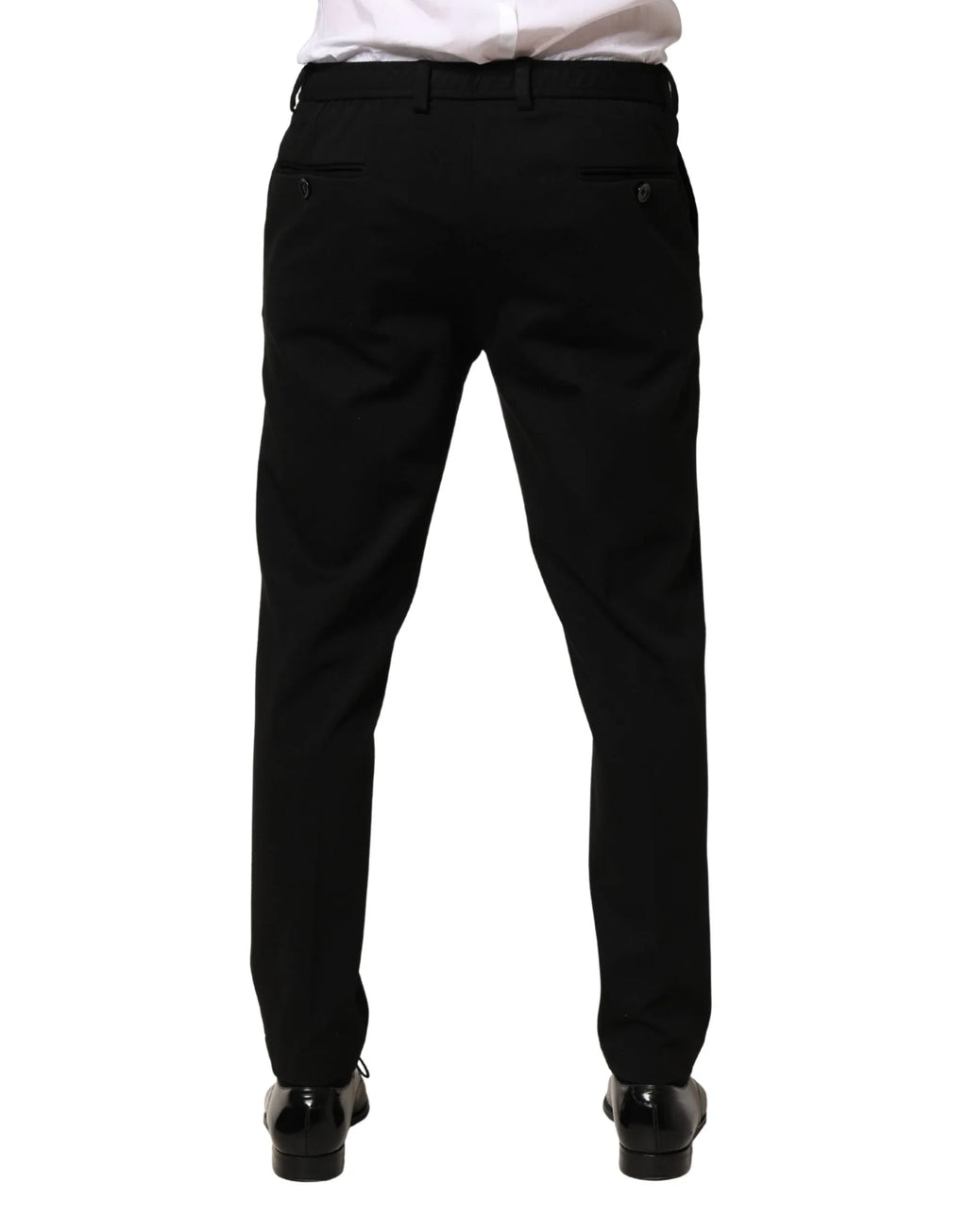 Dolce & Gabbana Black Wool Skinny Men Dress Trouser Pants - Zeiniez