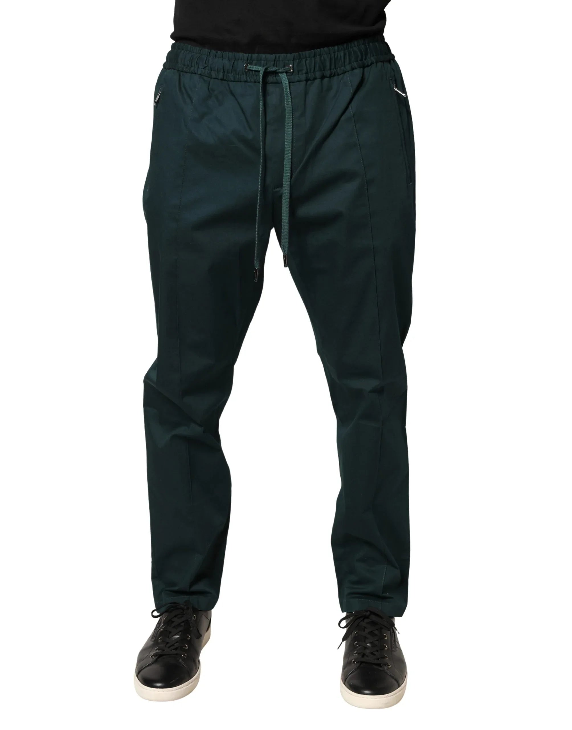 Dolce & Gabbana Green Cotton Skinny Men Jogger Trouser Pants - Zeiniez