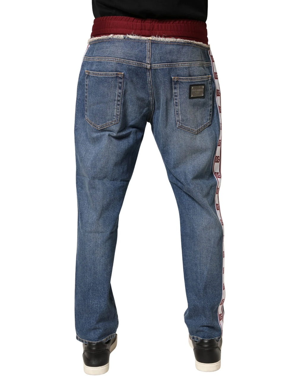 Dolce & Gabbana Blue Cotton Drawstring Straight Denim Jeans - Zeiniez