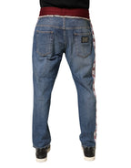 Dolce & Gabbana Blue Cotton Drawstring Straight Denim Jeans - Zeiniez