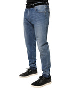 Dolce & Gabbana Blue Tattered Skinny Cotton Denim Jeans - Zeiniez