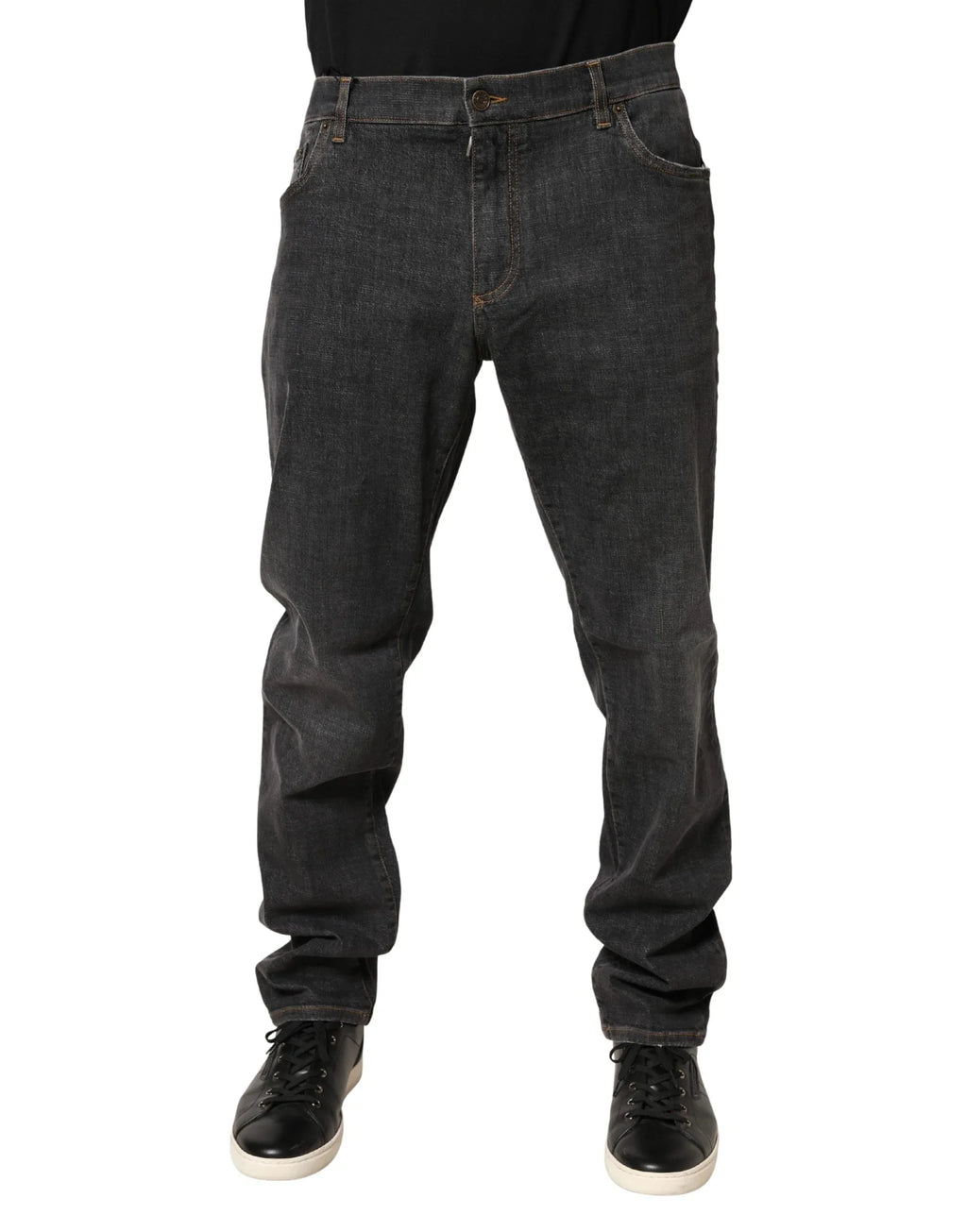 Dolce & Gabbana Dark Gray Slim Fit Cotton Men Denim Jeans - Zeiniez