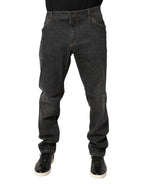 Dolce & Gabbana Dark Gray Slim Fit Cotton Men Denim Jeans - Zeiniez