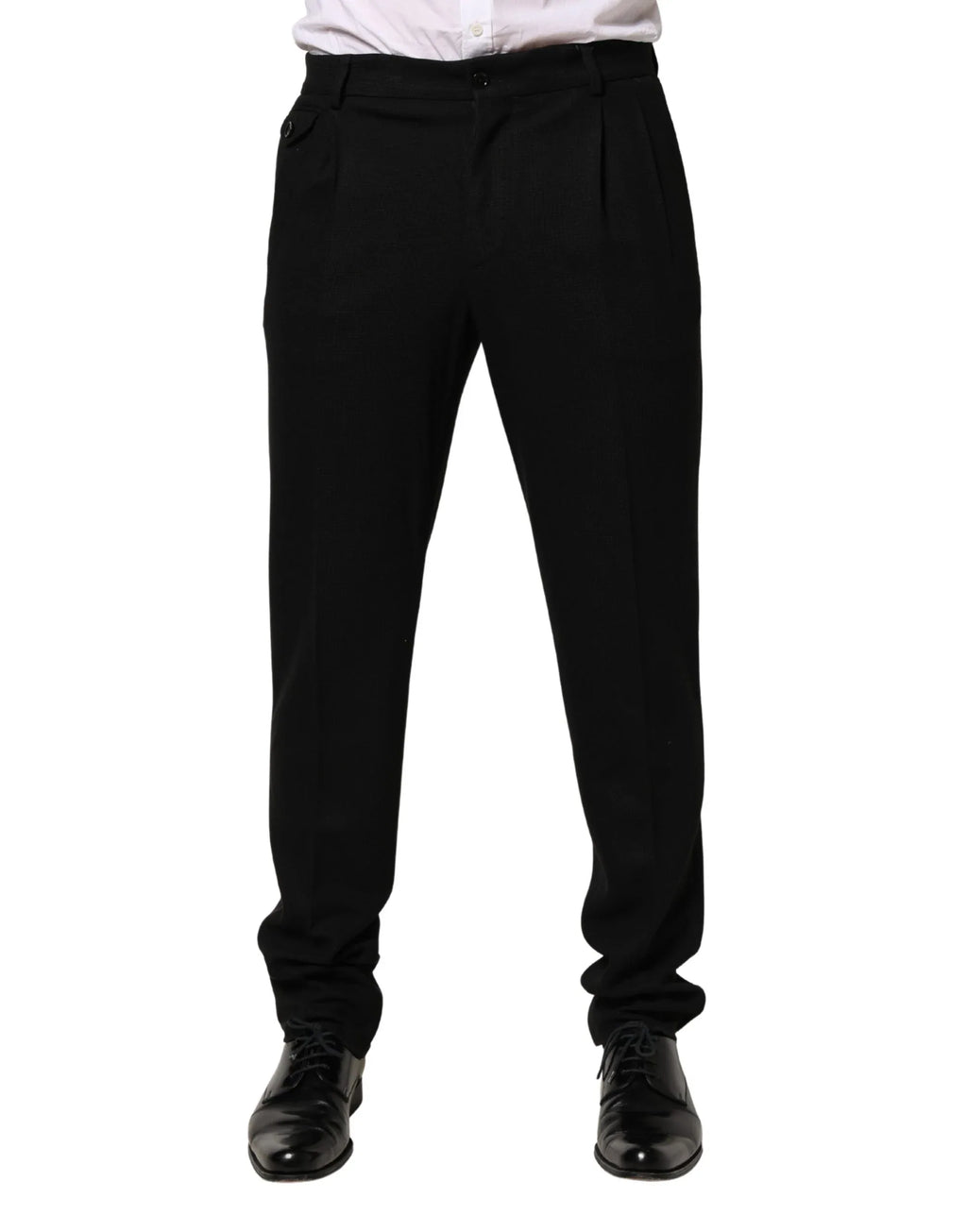 Dolce & Gabbana Black Wool Skinny Men Dress Trouser Pants - Zeiniez