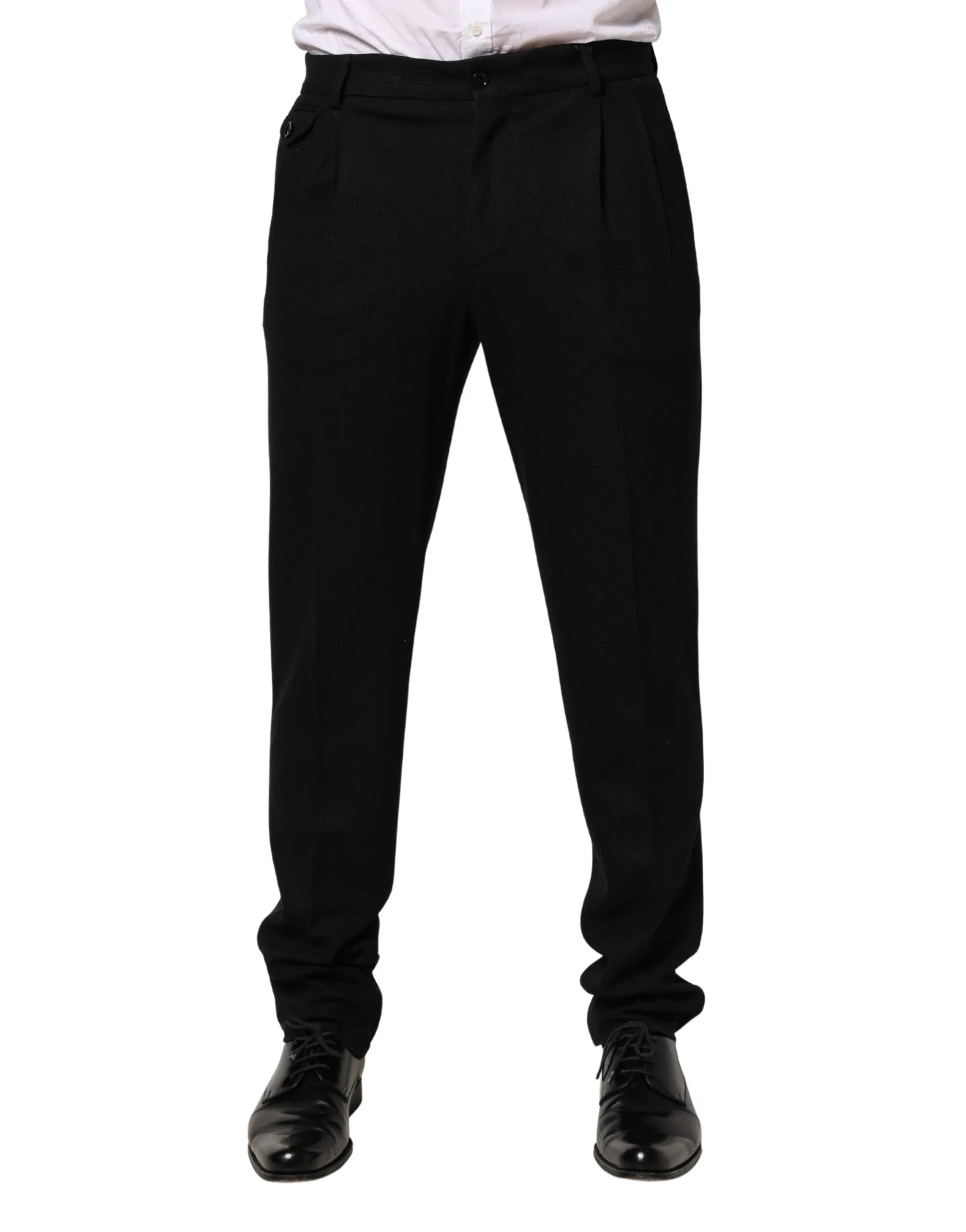 Dolce & Gabbana Black Wool Skinny Men Dress Trouser Pants - Zeiniez