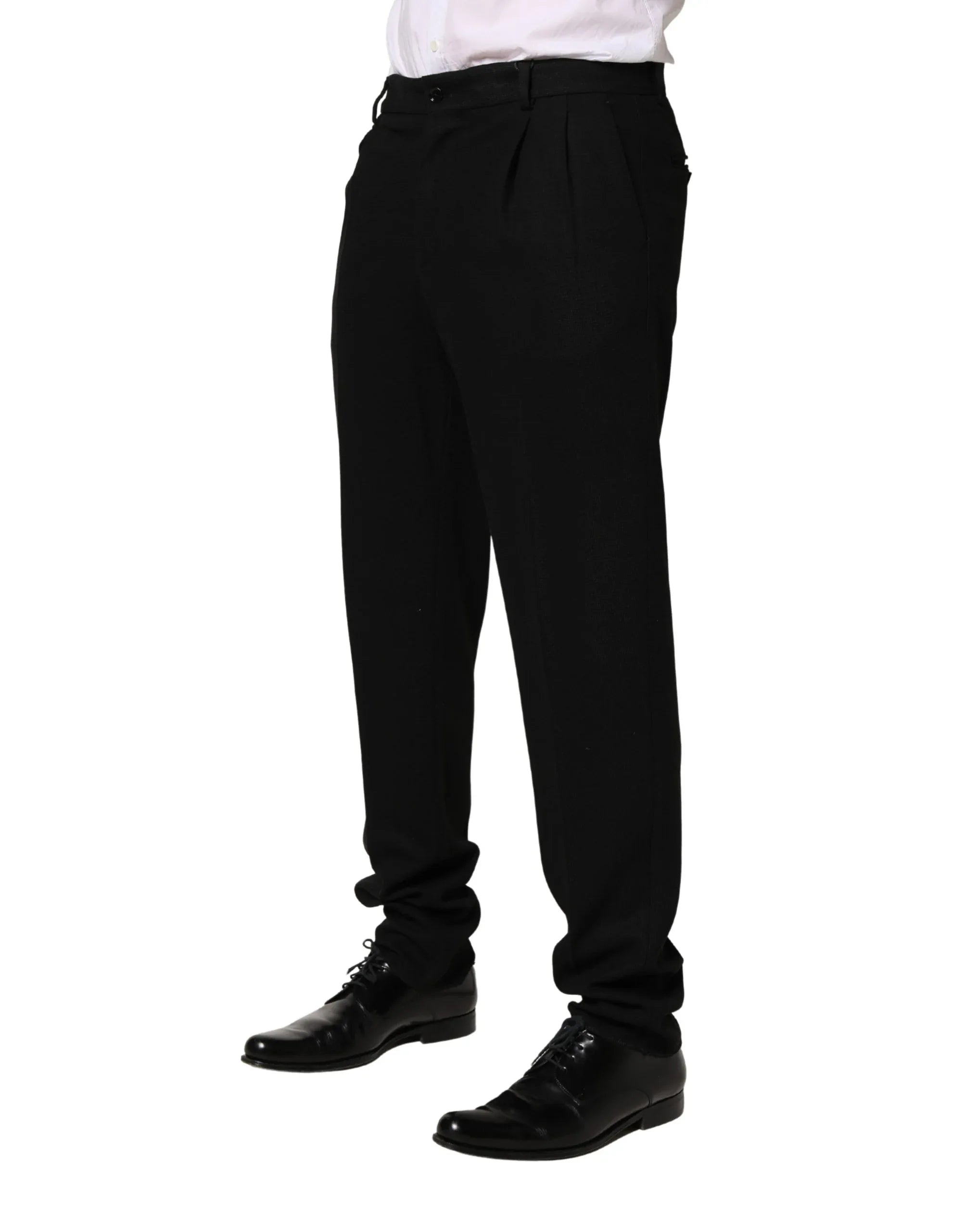Dolce & Gabbana Black Wool Skinny Men Dress Trouser Pants - Zeiniez