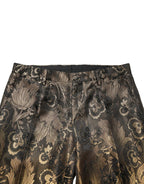 Dolce & Gabbana Gold Jacquard Dress Formal Men Trouser Pants - Zeiniez