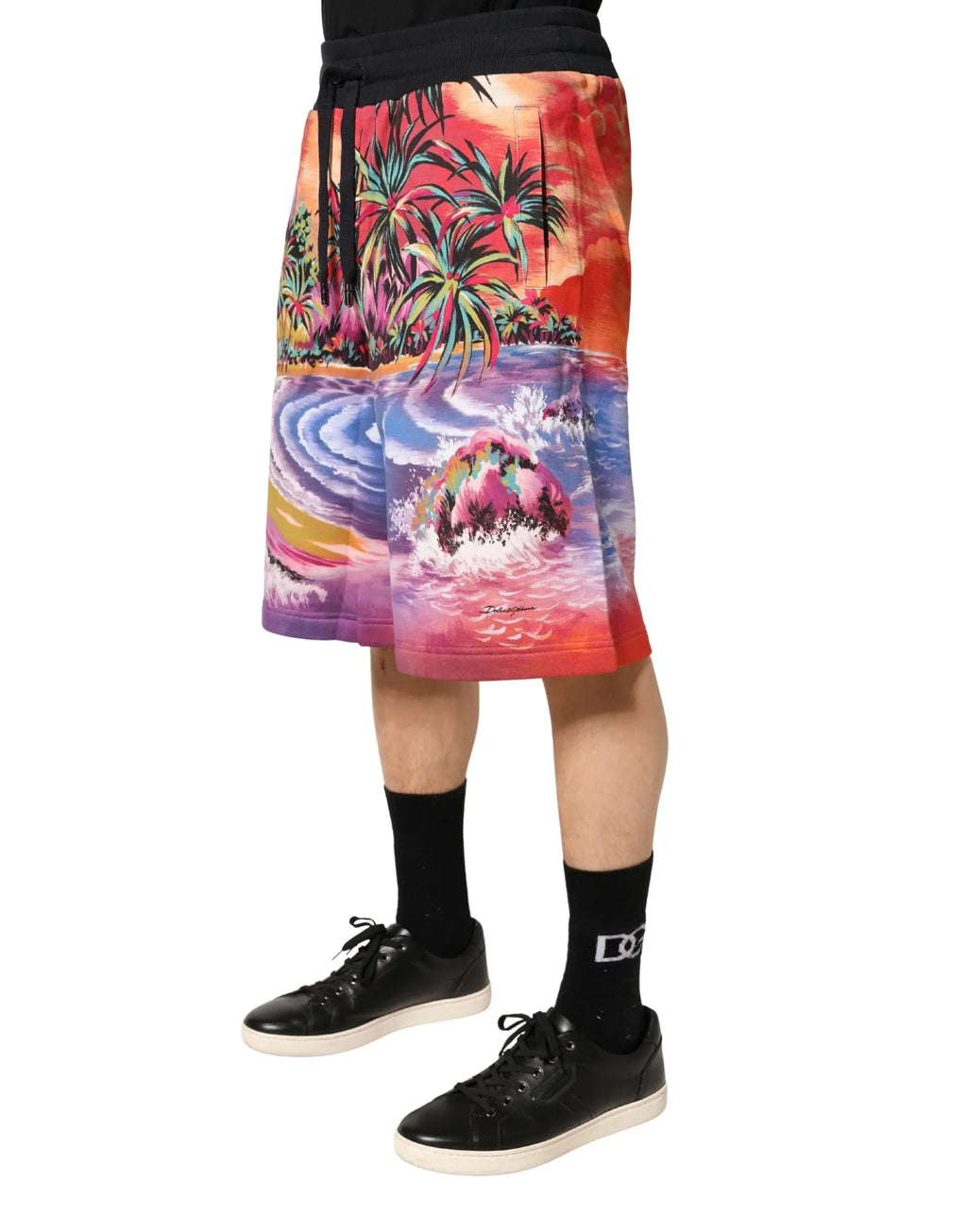 Dolce & Gabbana Multicolor Graphic Print Cotton Bermuda Shorts - Zeiniez