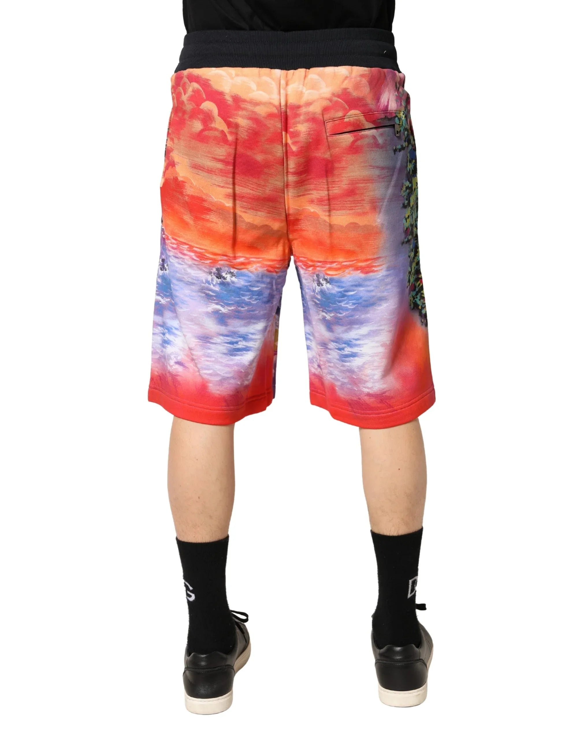 Dolce & Gabbana Multicolor Graphic Print Cotton Bermuda Shorts - Zeiniez