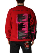 Dolce & Gabbana Red Graphic Crew Neck Men Sweatshirt Sweater - Zeiniez