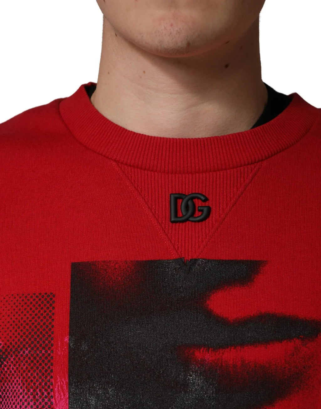 Dolce & Gabbana Red Graphic Crew Neck Men Sweatshirt Sweater - Zeiniez