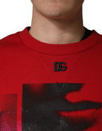 Dolce & Gabbana Red Graphic Crew Neck Men Sweatshirt Sweater - Zeiniez