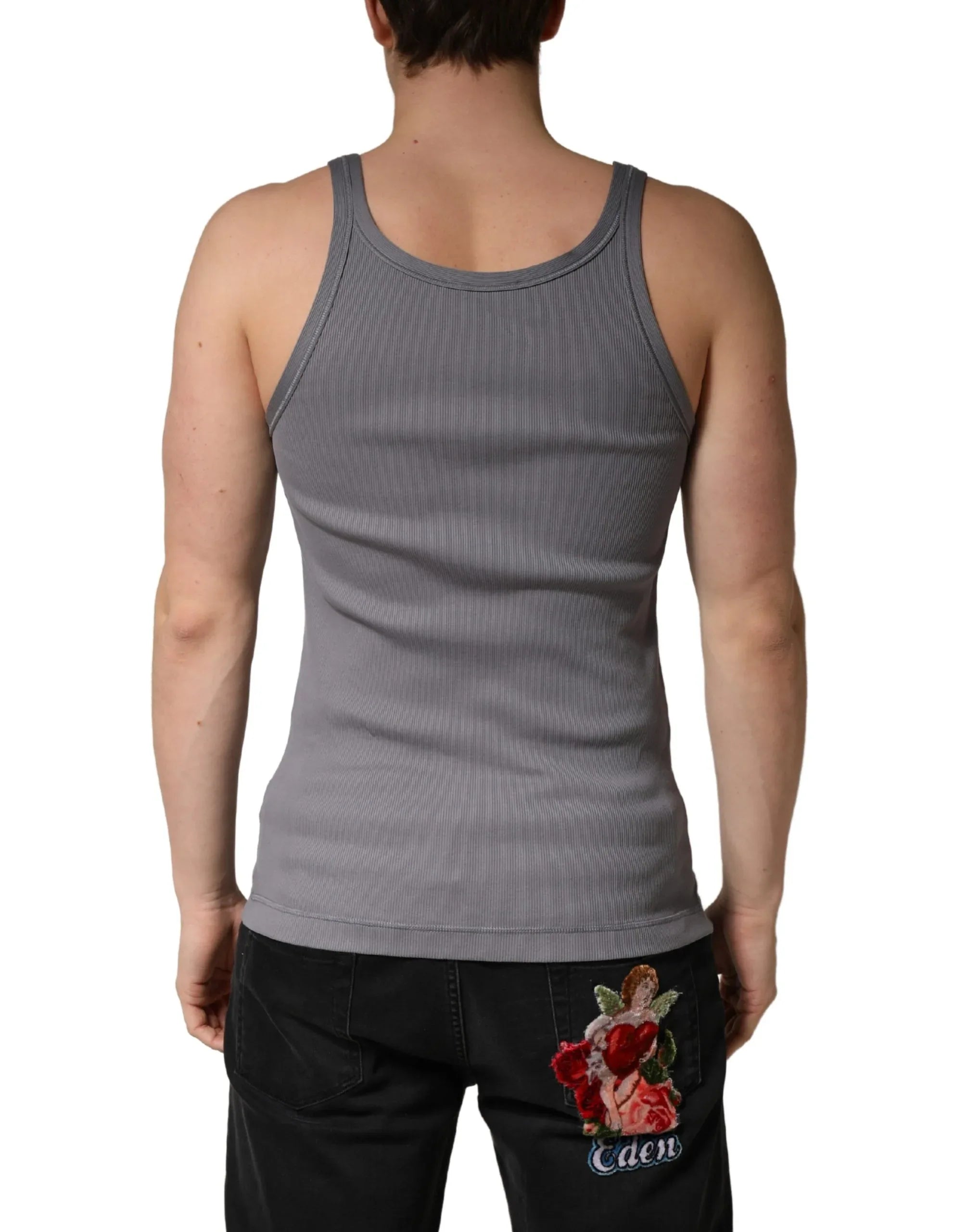 Dolce & Gabbana Gray Sleeveless Round Neck Tank Top T-shirt - Zeiniez