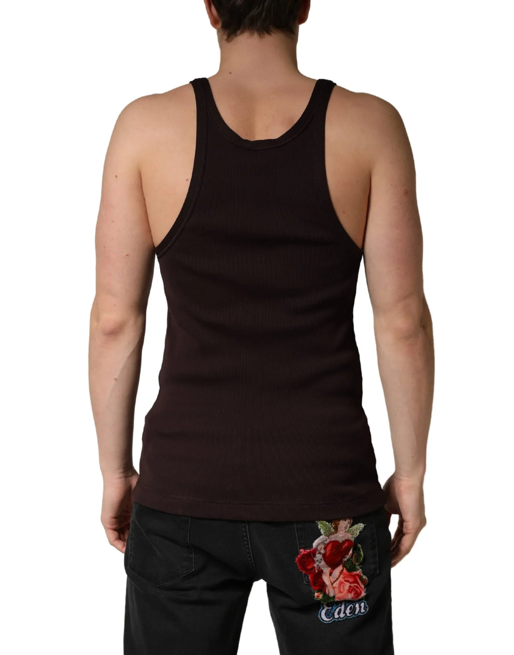 Dolce & Gabbana Brown Sleeveless Round Neck Tank Top T-shirt - Zeiniez